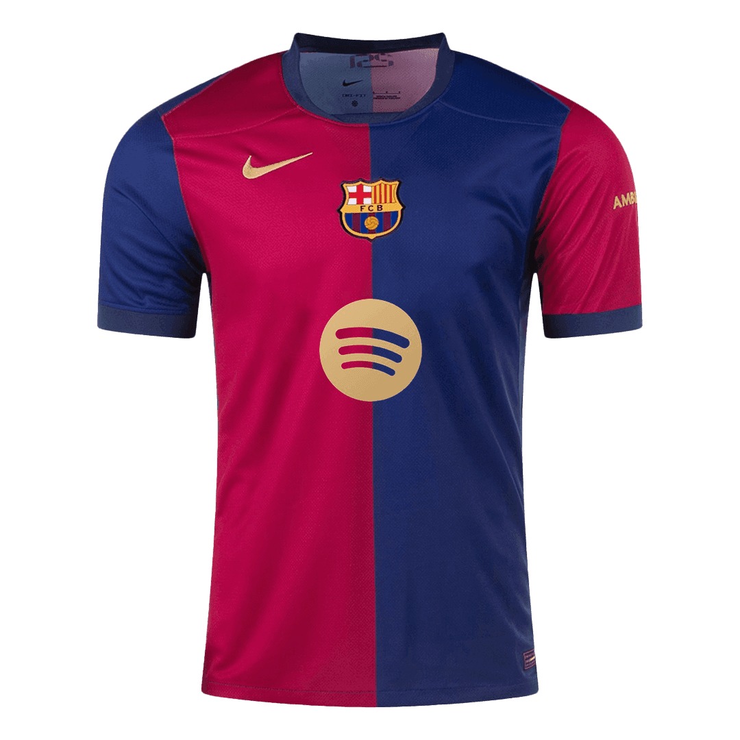 LEWANDOWSKI #9 Barcelona Home Soccer Jersey - Spotify Logo Without Text
