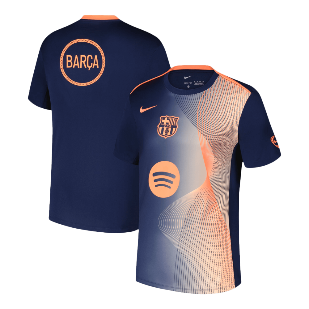 Barcelona Pre-Match Soccer Jersey 2025/26 Orange&Black