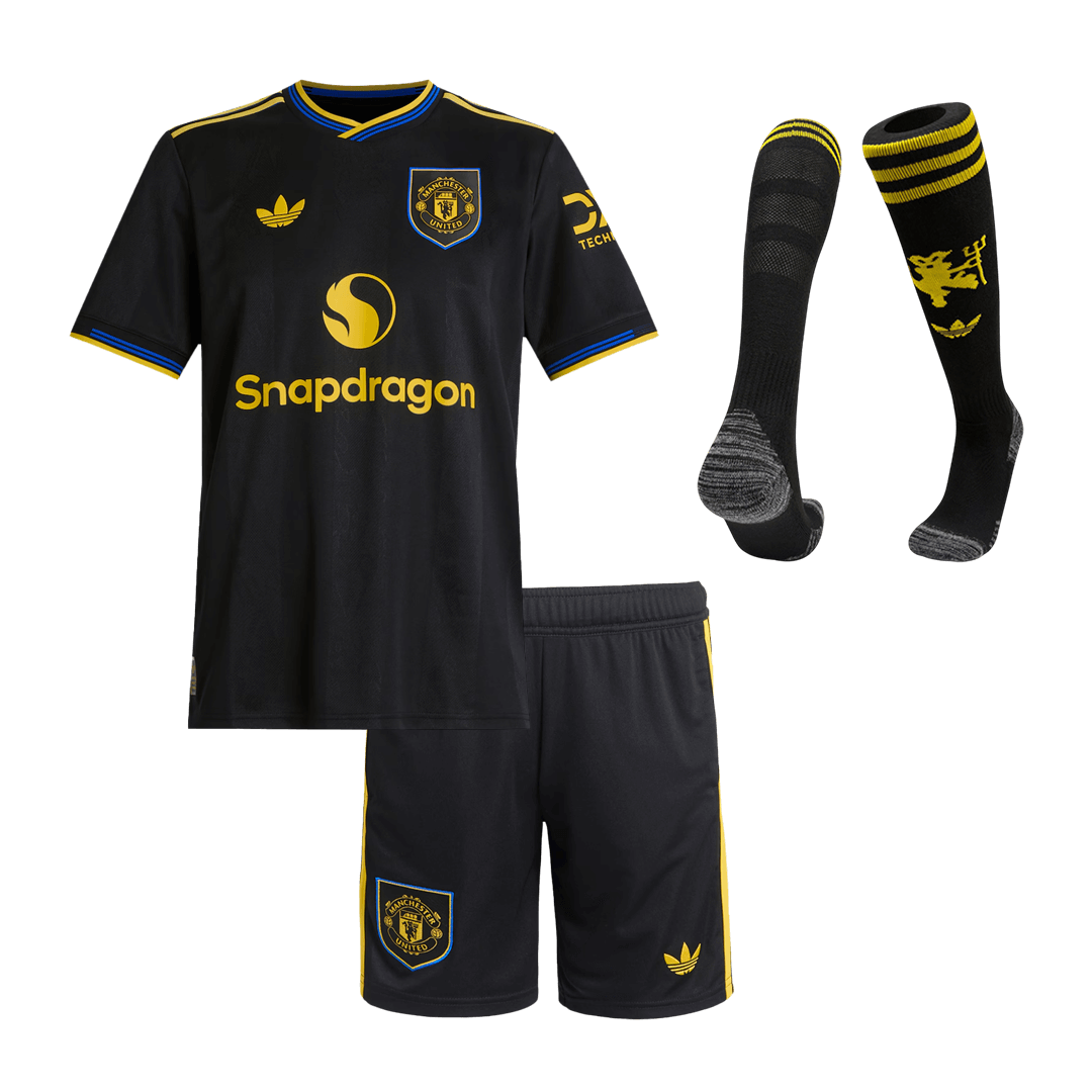 Manchester United Third Away Kids Soccer Jerseys Full Kit 2025/26