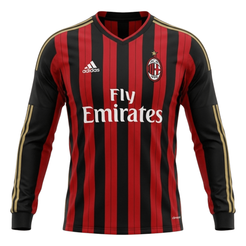 Retro Soccer Jersey AC Milan Home Long Sleeve 2013/14