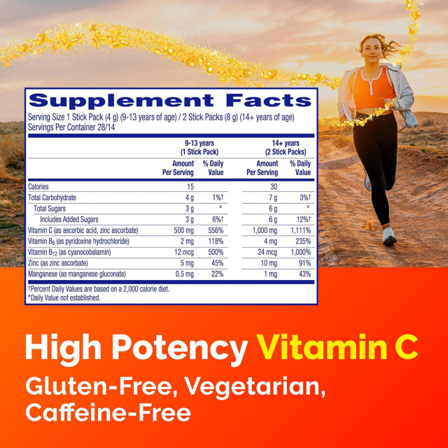 Vitamin C Crystals powder 500mg,MY SHOP,Raspberry Flavor Immune+ Vitamin C Drink Mix Powder