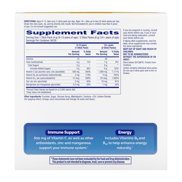 Vitamin C Crystals powder 500mg,MY SHOP,Raspberry Flavor Immune+ Vitamin C Drink Mix Powder