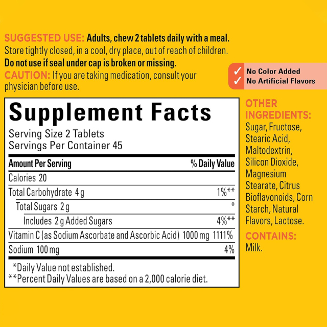 Vitamin C Chewable Tablets Supplement,MY SHOP,Vitamin C Chewable Tablets Supplement