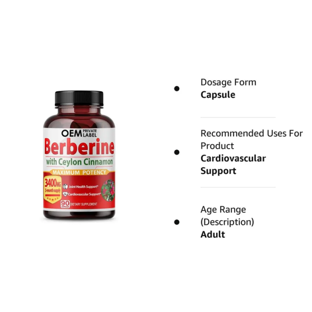 Berberine with Ceylon Cinnamon Capsule Supplement,MY SHOP,Berberine with Ceylon Cinnamon Capsule Supplement
