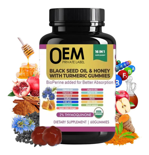 16-in-1 Black Seed Oil Honey Turmeric Organic Gummies,MY SHOP,16-in-1 Black Seed Oil Honey Turmeric Organic Gummies