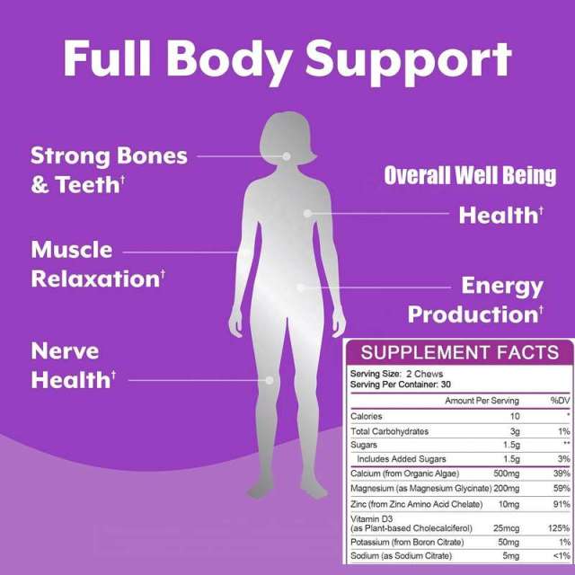 Calcium Magnesium Muscle & Bone Support Soft Chews,MY SHOP,Calcium Magnesium Muscle & Bone Support Soft Chews