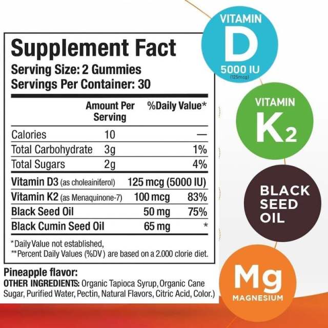 Vitamin D3 K2 Immune & Bone Support Gummies,MY SHOP,Vitamin D3 K2 Immune & Bone Support Gummies