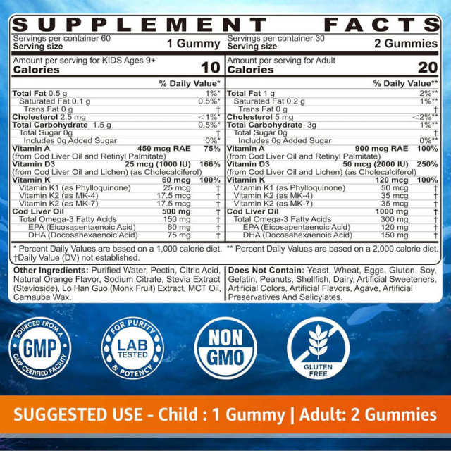 Kids & Adults Cod Liver Oil Bone Support Gummies,MY SHOP,Kids & Adults Cod Liver Oil Bone Support Gummies