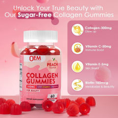Peach Flavor Collagen 300mg with Vitamin C E Biotin Gummies,MY SHOP,Peach Flavor Collagen 300mg with Vitamin C E Biotin Gummies