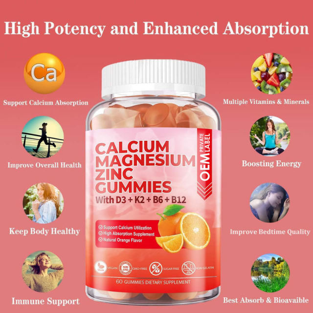 Calcium Magnesium Zinc with D3 K2 B6 B12 Gummies,MY SHOP,Calcium Magnesium Zinc with D3 K2 B6 B12 Gummies