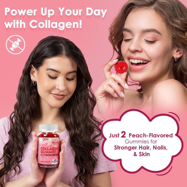 Peach Flavor Collagen 300mg with Vitamin C E Biotin Gummies,MY SHOP,Peach Flavor Collagen 300mg with Vitamin C E Biotin Gummies