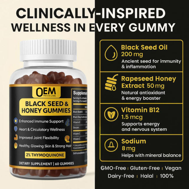 Black Seed & Honey 2% Thymoquinone Halal Gummies,MY SHOP,Black Seed & Honey 2% Thymoquinone Halal Gummies