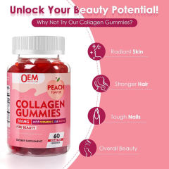 Peach Flavor Collagen 300mg with Vitamin C E Biotin Gummies,MY SHOP,Peach Flavor Collagen 300mg with Vitamin C E Biotin Gummies