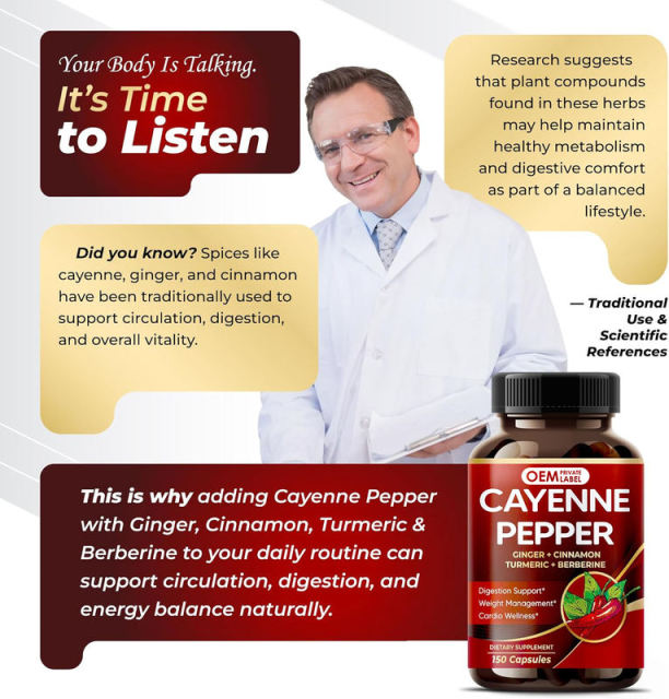 5-in-1 Cayenne Pepper Ginger Turmeric Capsule Supplement,MY SHOP,5-in-1 Cayenne Pepper Ginger Turmeric Capsule Supplement