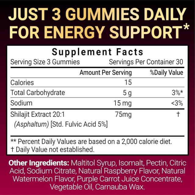 Organic Himalayan Shilajit Sugar-Free Energy Gummies,MY SHOP,Organic Himalayan Shilajit Sugar-Free Energy Gummies
