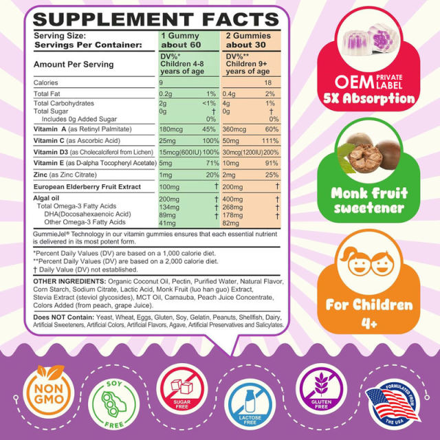 Kids Multi-Vitamin Immune & Brain Support Gummies,MY SHOP,Kids Multi-Vitamin Immune & Brain Support Gummies