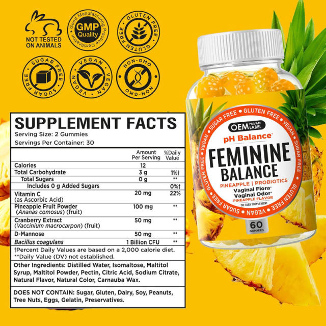 Sugar-Free Vegan Feminine Balance Vaginal Flora Support Gummies,MY SHOP,Sugar-Free Vegan Feminine Balance Vaginal Flora Support Gummies