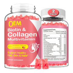 Biotin & Collagen Multivitamin Gummies Strawberry Flavor Hair Skin Nails Support 60 Count (2 Pack),MY SHOP,Biotin & Collagen Multivitamin Gummies Strawberry Flavor Hair Skin Nails Support 60 Count (2 Pack)