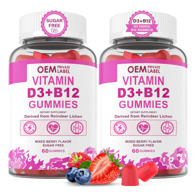 Vitamin D3 + B12 Gummies Sugar Free Mixed Berry Flavor 5000IU D3 1000mcg B12 Immune Energy Support 60 Gummies,MY SHOP,Vitamin D3 + B12 Gummies Sugar Free Mixed Berry Flavor 5000IU D3 1000mcg B12 Immune Energy Support 60 Gummies