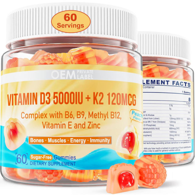 Vitamin D3 + K2 Gummies with B6 B9 Methyl B12 Vitamin E Zinc Sugar Free Peach Flavor 60 Gummies,MY SHOP,Vitamin D3 + K2 Gummies with B6 B9 Methyl B12 Vitamin E Zinc Sugar Free Peach Flavor 60 Gummies