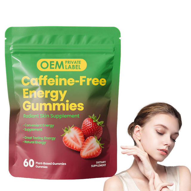 Caffeine-Free Energy Gummies Plant-Based Strawberry Flavor Natural Energy Radiant Skin Support 60 Count,MY SHOP,Caffeine-Free Energy Gummies Plant-Based Strawberry Flavor Natural Energy Radiant Skin Support 60 Count