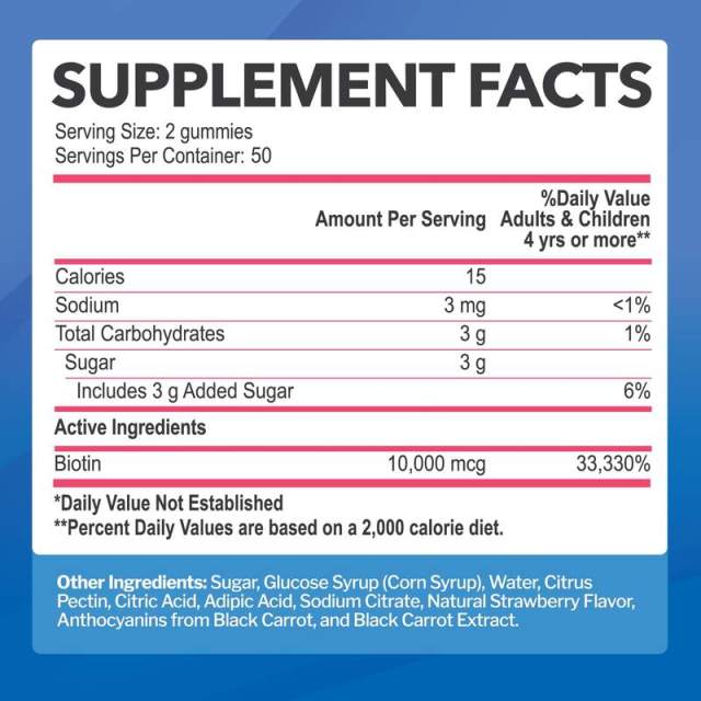 Biotin Gummies 10,000 mcg Per Serving Natural Strawberry Flavor Gluten Free Gelatin Free 100 Count,MY SHOP,Biotin Gummies 10,000 mcg Per Serving Natural Strawberry Flavor Gluten Free Gelatin Free 100 Count