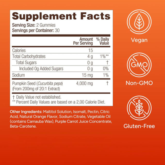 Pumpkin Seed Oil Gummies 4000mg Per 2 Gummies Vegan Non-GMO Gluten-Free 60 Count,MY SHOP,Pumpkin Seed Oil Gummies 4000mg Per 2 Gummies Vegan Non-GMO Gluten-Free 60 Count