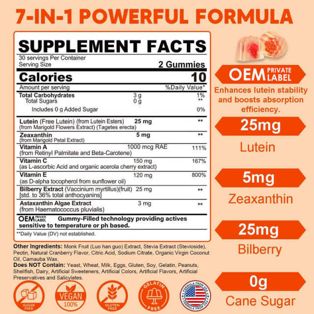 Lutein & Zeaxanthin Gummies with Astaxanthin Bilberry Extract Vitamin A C E Sugar Free Cranberry Flavor 60 Count,MY SHOP,Lutein & Zeaxanthin Gummies with Astaxanthin Bilberry Extract Vitamin A C E Sugar Free Cranberry Flavor 60 Count
