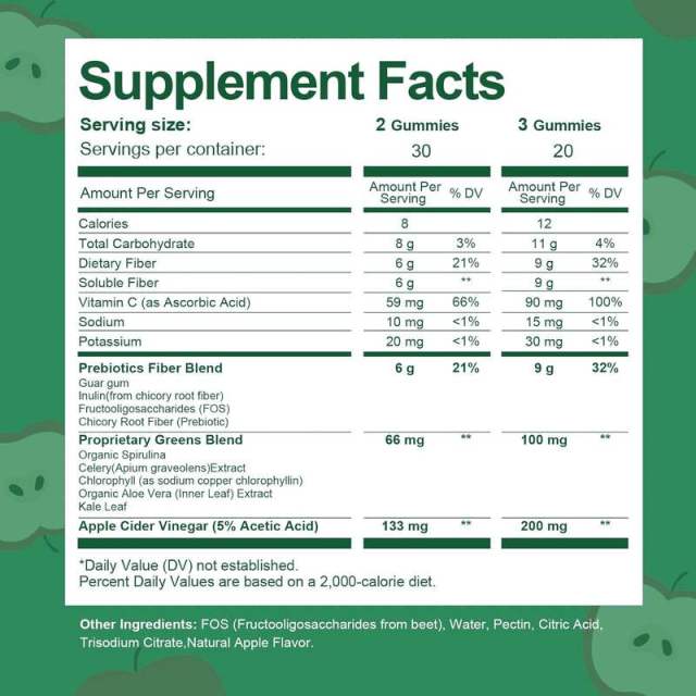 Fiber Gummies 9g Fiber Apple Flavor with Superfoods Greens Immune Support 60 Gummies,MY SHOP,Fiber Gummies 9g Fiber Apple Flavor with Superfoods Greens Immune Support 60 Gummies