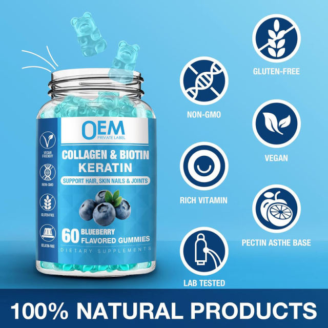 Collagen Biotin Keratin Gummies Blueberry Flavor Vegan Hair Growth Nail Strength Skin Glow Joint Support 60 Gummies,MY SHOP,Collagen Biotin Keratin Gummies Blueberry Flavor Vegan Hair Growth Nail Strength Skin Glow Joint Support 60 Gummies
