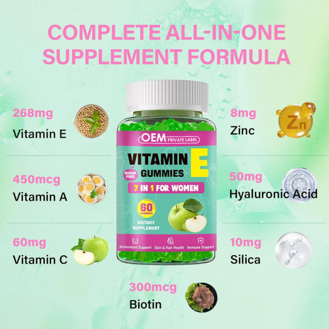 Vitamin E Gummies Sugar Free 7 in 1 for Women Antioxidant Skin Hair Health Immune Support 60 Count,MY SHOP,Vitamin E Gummies Sugar Free 7 in 1 for Women Antioxidant Skin Hair Health Immune Support 60 Count