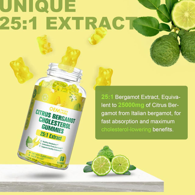 Citrus Bergamot Cholesterol Gummies 25:1 Extract Healthy Metabolism Antioxidant Support 60 Count,MY SHOP,Citrus Bergamot Cholesterol Gummies 25:1 Extract Healthy Metabolism Antioxidant Support 60 Count
