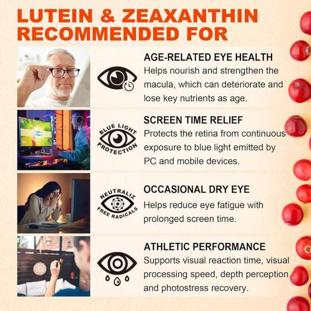 Lutein & Zeaxanthin Gummies with Astaxanthin Bilberry Extract Vitamin A C E Sugar Free Cranberry Flavor 60 Count,MY SHOP,Lutein & Zeaxanthin Gummies with Astaxanthin Bilberry Extract Vitamin A C E Sugar Free Cranberry Flavor 60 Count