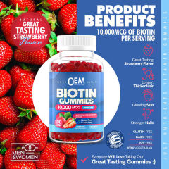 Biotin Gummies 10,000 mcg Per Serving Natural Strawberry Flavor Gluten Free Gelatin Free 100 Count,MY SHOP,Biotin Gummies 10,000 mcg Per Serving Natural Strawberry Flavor Gluten Free Gelatin Free 100 Count