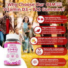 Vitamin D3 + B12 Gummies Sugar Free Mixed Berry Flavor 5000IU D3 1000mcg B12 Immune Energy Support 60 Gummies,MY SHOP,Vitamin D3 + B12 Gummies Sugar Free Mixed Berry Flavor 5000IU D3 1000mcg B12 Immune Energy Support 60 Gummies