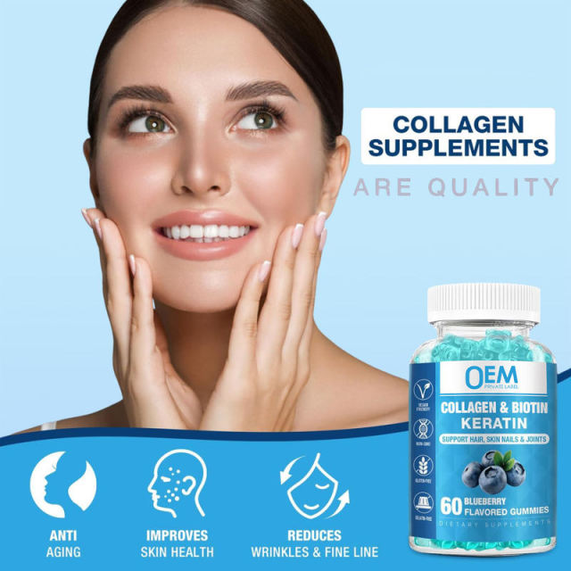 Collagen Biotin Keratin Gummies Blueberry Flavor Vegan Hair Growth Nail Strength Skin Glow Joint Support 60 Gummies,MY SHOP,Collagen Biotin Keratin Gummies Blueberry Flavor Vegan Hair Growth Nail Strength Skin Glow Joint Support 60 Gummies