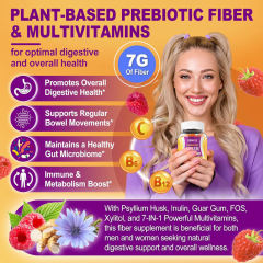 Prebiotic Fiber Gummies with Multivitamins 7g Fiber Sugar Free Digestive Immune Support 60 Gummies,MY SHOP,Prebiotic Fiber Gummies with Multivitamins 7g Fiber Sugar Free Digestive Immune Support 60 Gummies