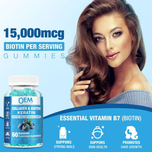 Collagen Biotin Keratin Gummies Blueberry Flavor Vegan Hair Growth Nail Strength Skin Glow Joint Support 60 Gummies,MY SHOP,Collagen Biotin Keratin Gummies Blueberry Flavor Vegan Hair Growth Nail Strength Skin Glow Joint Support 60 Gummies