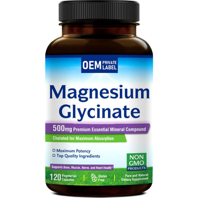 OEM Chelated Magnesium Glycinate 120 Capsules Supplement,MY SHOP,OEM Chelated Magnesium Glycinate 120 Capsules Supplement