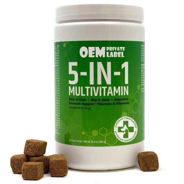 OEM Private Label 5-in-1 Multivitamin Soft Chews for Dogs, 120 Count,MY SHOP,OEM Private Label 5-in-1 Multivitamin Soft Chews for Dogs, 120 Count