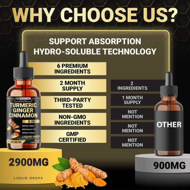 OEM/ODM Turmeric Ginger Cinnamon Liquid Drops 6-in-1 Formula with Bitter Melon & Berberine,MY SHOP,OEM/ODM Turmeric Ginger Cinnamon Liquid Drops 6-in-1 Formula with Bitter Melon & Berberine