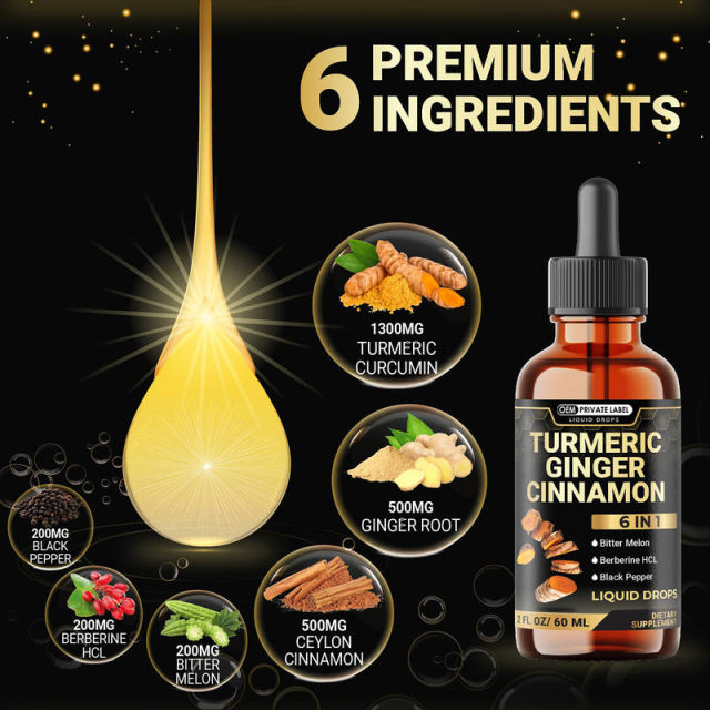 OEM/ODM Turmeric Ginger Cinnamon Liquid Drops 6-in-1 Formula with Bitter Melon & Berberine,MY SHOP,OEM/ODM Turmeric Ginger Cinnamon Liquid Drops 6-in-1 Formula with Bitter Melon & Berberine
