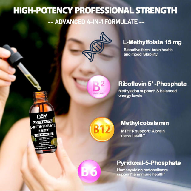 Private Label L-Methylfolate (5-MTHF) Plus Methyl B12 Liquid Drops 15mg ...