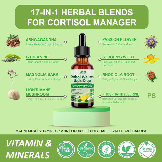 OEM/ODM Cortisol Wellness Liquid Drops Lemon Flavor Vegan Gluten-Free,MY SHOP,OEM/ODM Cortisol Wellness Liquid Drops Lemon Flavor Vegan Gluten-Free