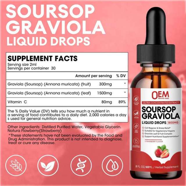Bulk Soursop Extract Drops with Vitamin C Strawberry Flavor White Label,MY SHOP,Bulk Soursop Extract Drops with Vitamin C Strawberry Flavor White Label