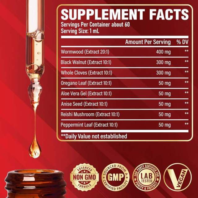Wormwood Black Walnut Clove Liquid Drops 8 in 1 Herbal Complex Strawberry Flavor,MY SHOP,Wormwood Black Walnut Clove Liquid Drops 8 in 1 Herbal Complex Strawberry Flavor