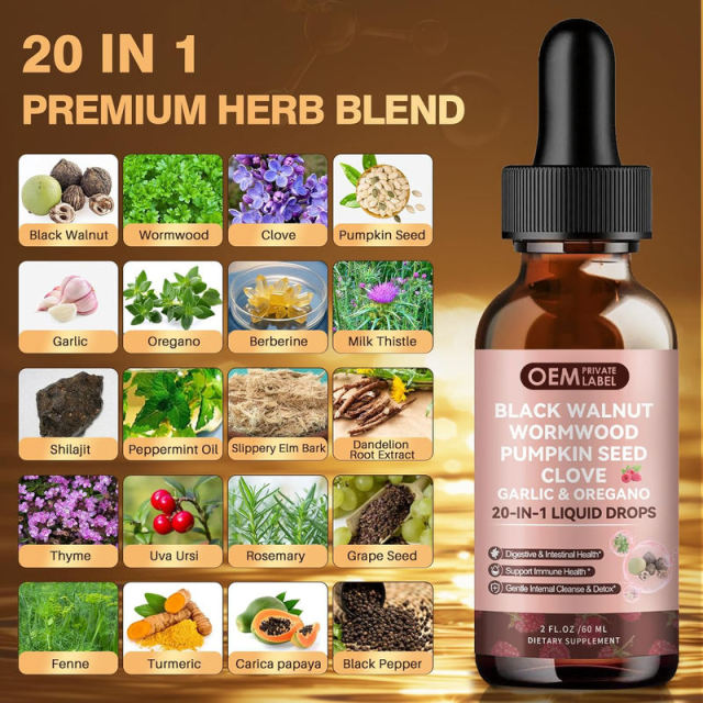 Black Walnut Wormwood Liquid Drops 20 in 1 Herbal Complex Private Label,MY SHOP,Black Walnut Wormwood Liquid Drops 20 in 1 Herbal Complex Private Label