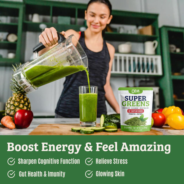 Private Label Super Greens Powder 9.2 oz (261g) 32 Superfoods with Probiotics & Enzymes,MY SHOP,Private Label Super Greens Powder 9.2 oz (261g) 32 Superfoods with Probiotics & Enzymes