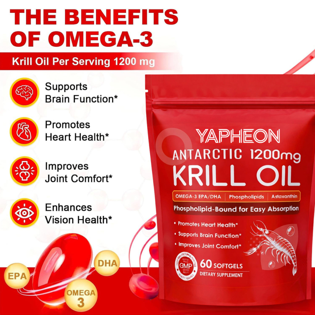 Antarctic Krill Oil 2000mg with Astaxanthin & Omega-3 Capsule Supplement,MY SHOP,Antarctic Krill Oil 2000mg with Astaxanthin & Omega-3 Capsule Supplement