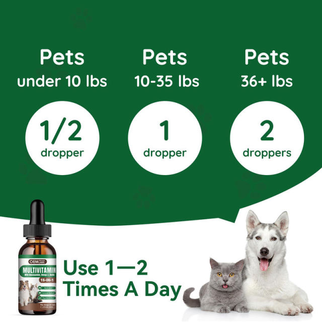 OEM Private Label 15-in-1 Multivitamin Liquid for Dogs Cats 60ml,MY SHOP,OEM Private Label 15-in-1 Multivitamin Liquid for Dogs Cats 60ml
